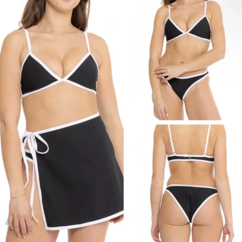 NWT Brown 3pc Bikini Wilo the Label Set with Swim Skirt Coverup Small - Picture 4 of 4